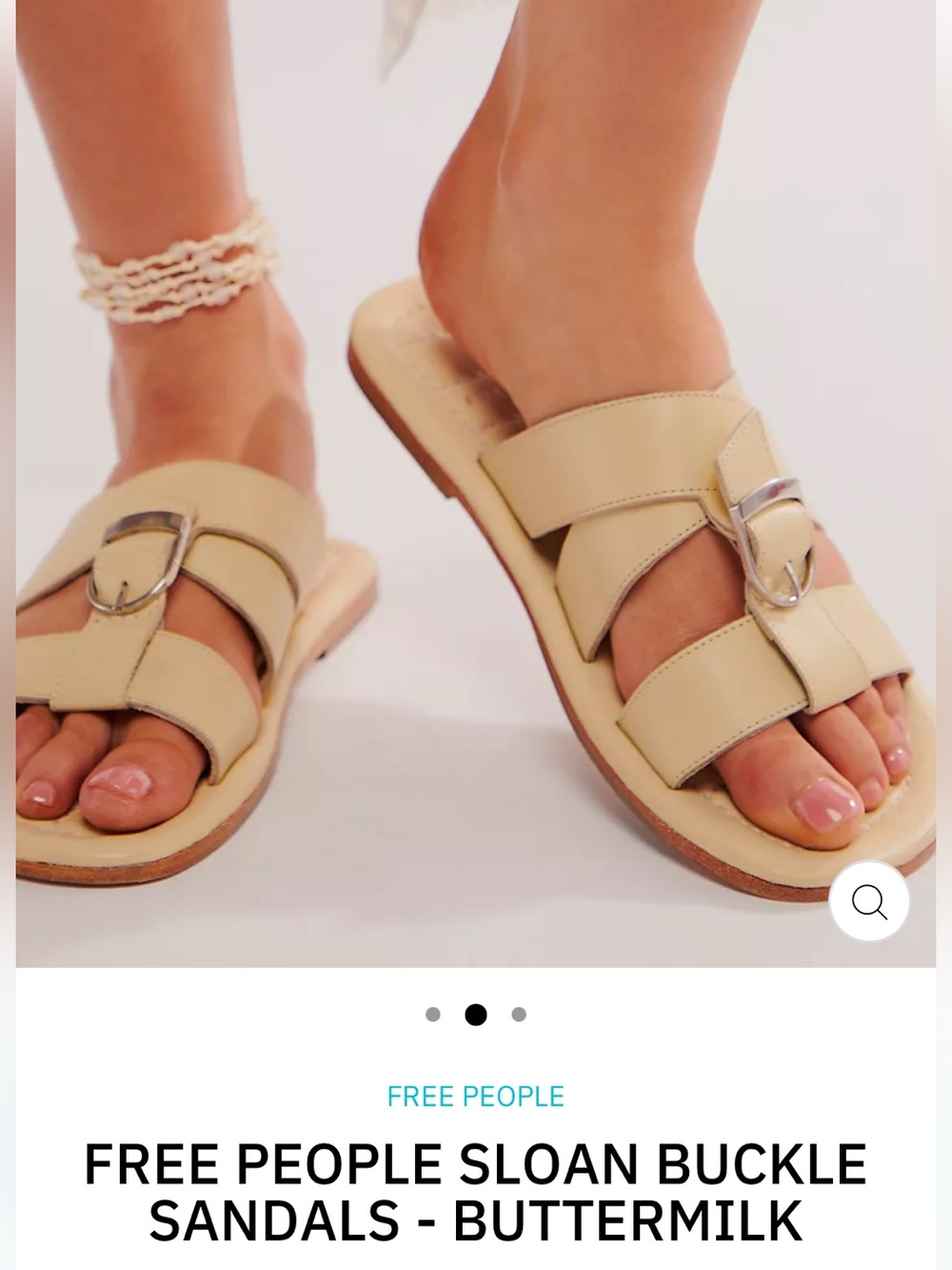 Free People Cream Buckle Double-Strap Slide Sandals